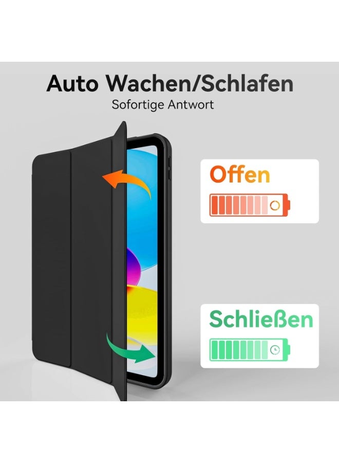 جراب لجهاز iPad A16 (الجيل الحادي عشر 2025، الجيل الحادي عشر 2022) مقاس 10.9 بوصة مع حامل قلم، مصنوع من جلد PU متين، ظهر مرن من مادة TPU، جراب واقٍ مقاوم للصدمات، خاصية التشغيل/الإيقاف التلقائي، أسود - Image 3